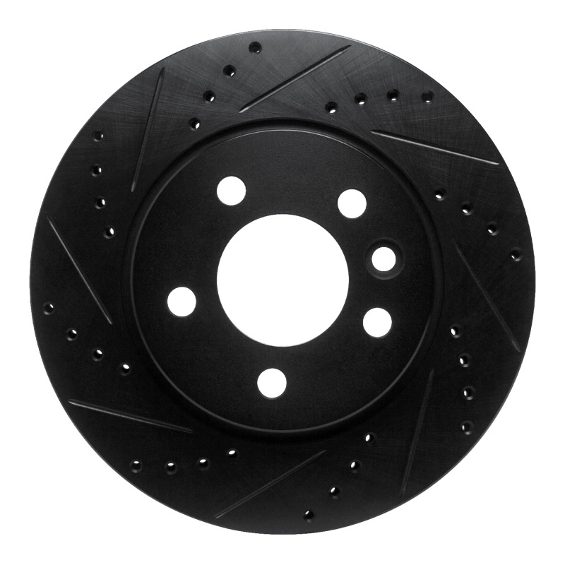 Volkswagen AMAROK Brake Rotor (1) - Front Left - R1 Concepts - Drilled & Slotted - Black - `10-`17